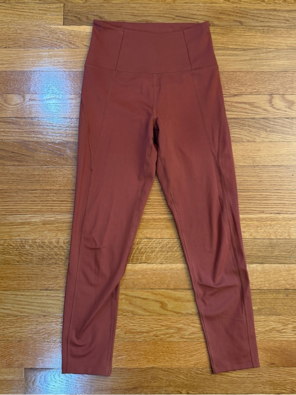 Girlfriend Collective High Rise 23.5" Inseam Leggings in Rust Orange - Size XS